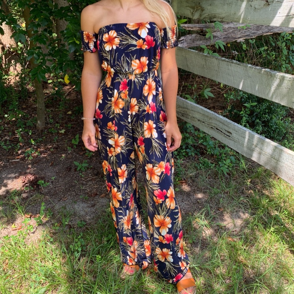Navy floral jumpsuit